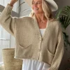 Dalia puuvillaneuletakki, beige