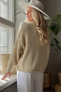 Dalia puuvillaneuletakki, beige