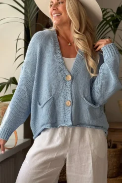 Dalia puuvillaneuletakki, vaaleansininen