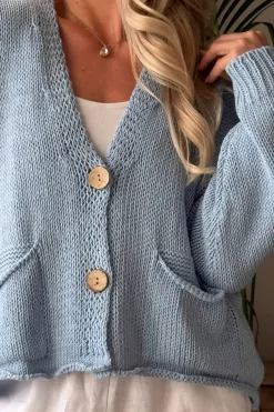 Dalia puuvillaneuletakki, vaaleansininen