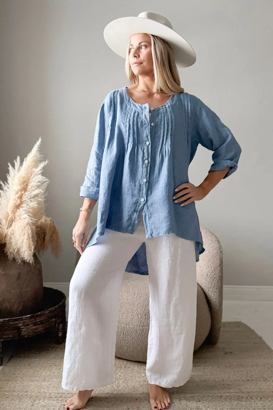 Deanna pellavatunika, denim blue