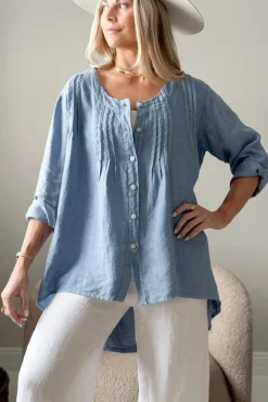 Deanna pellavatunika, denim blue