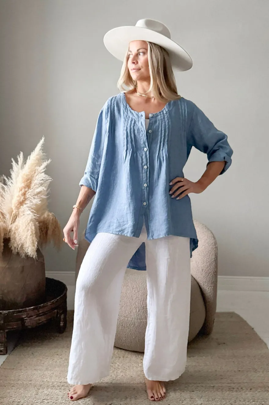 Deanna pellavatunika, denim blue