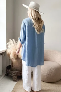 Deanna pellavatunika, denim blue