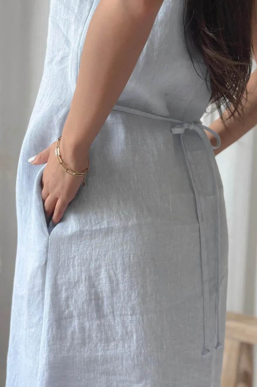 Diana pellavamekko, oxford blue