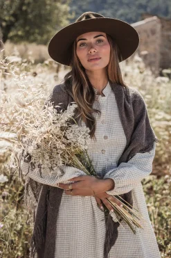Editha pellavamekko, beige check
