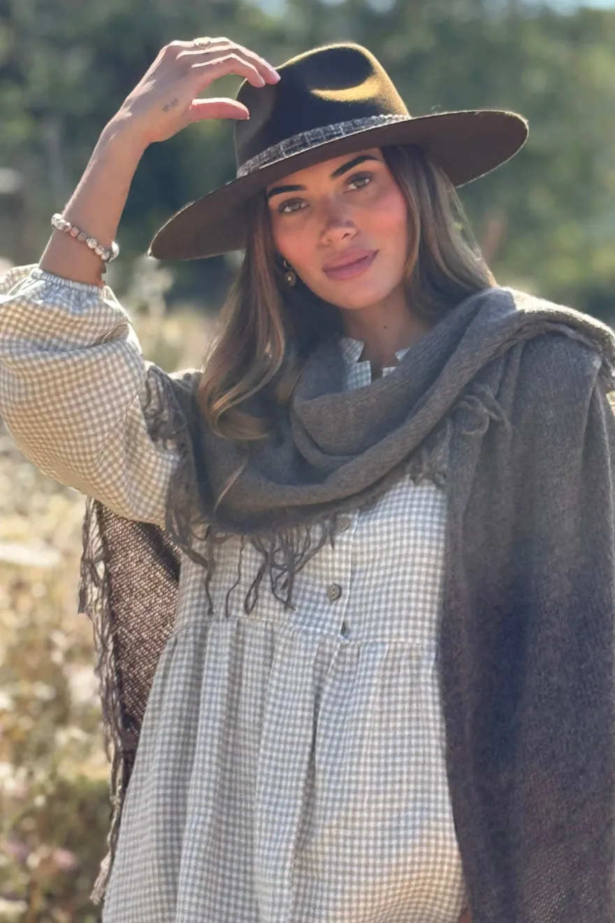 Editha pellavamekko, beige check