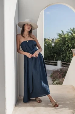 Elegance pellavamekko, navy