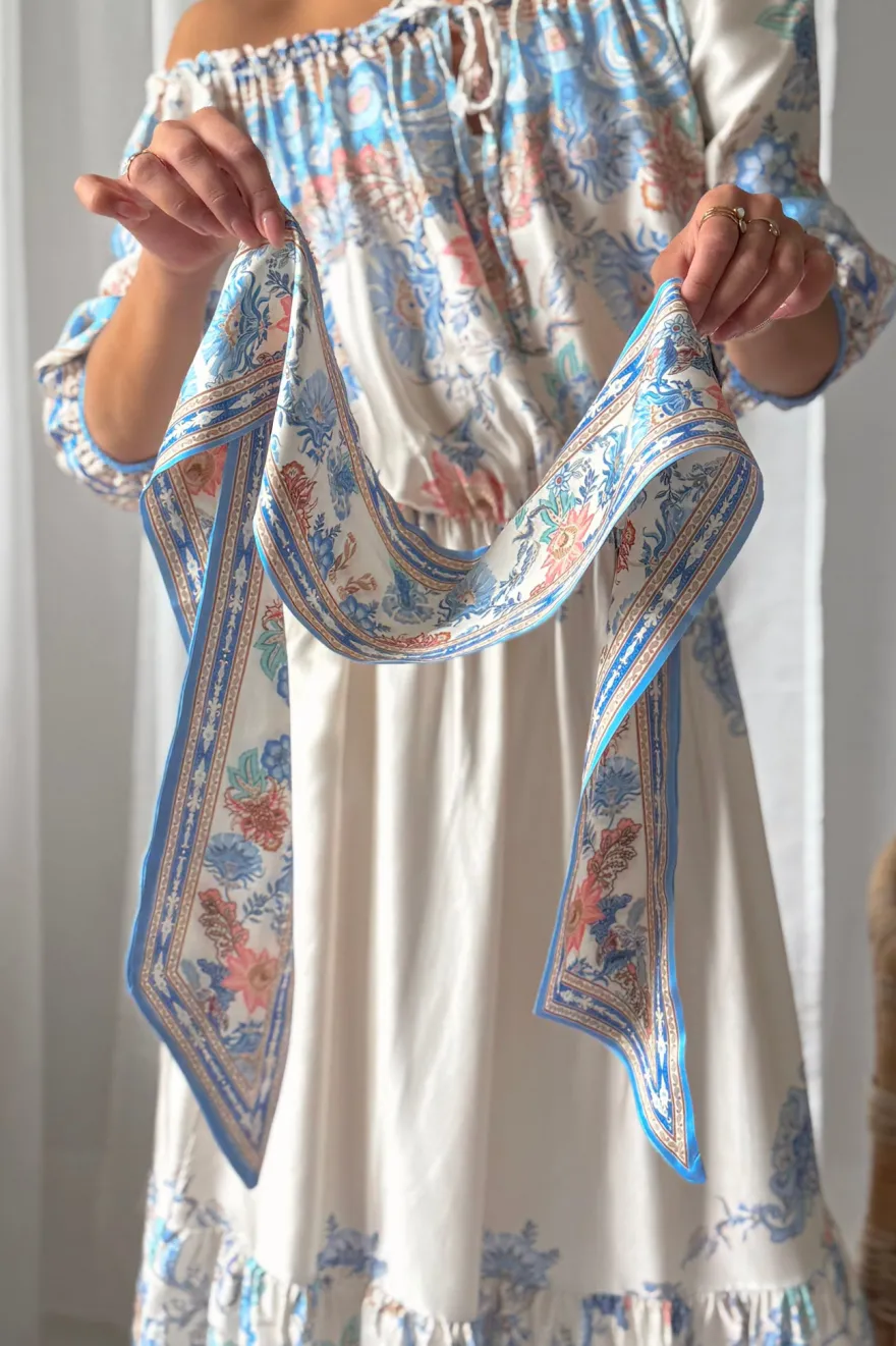 Eloise huivi, magic villa light blue