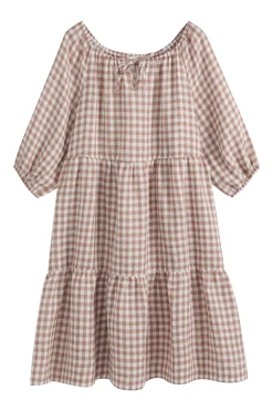 Emilia long pellavamekko, pepperosa check