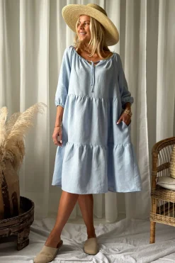 Emilia pellavamekko, oxford blue