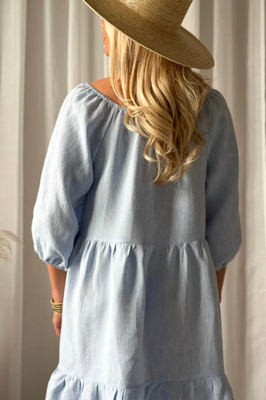 Emilia pellavamekko, oxford blue