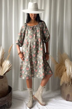 Emilia puuvillamekko, camo cottage floral