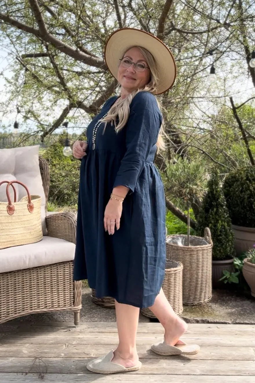 Emma pellavamekko, navy
