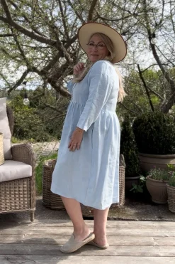 Emma pellavamekko, oxford blue