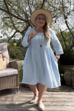 Emma pellavamekko, oxford blue