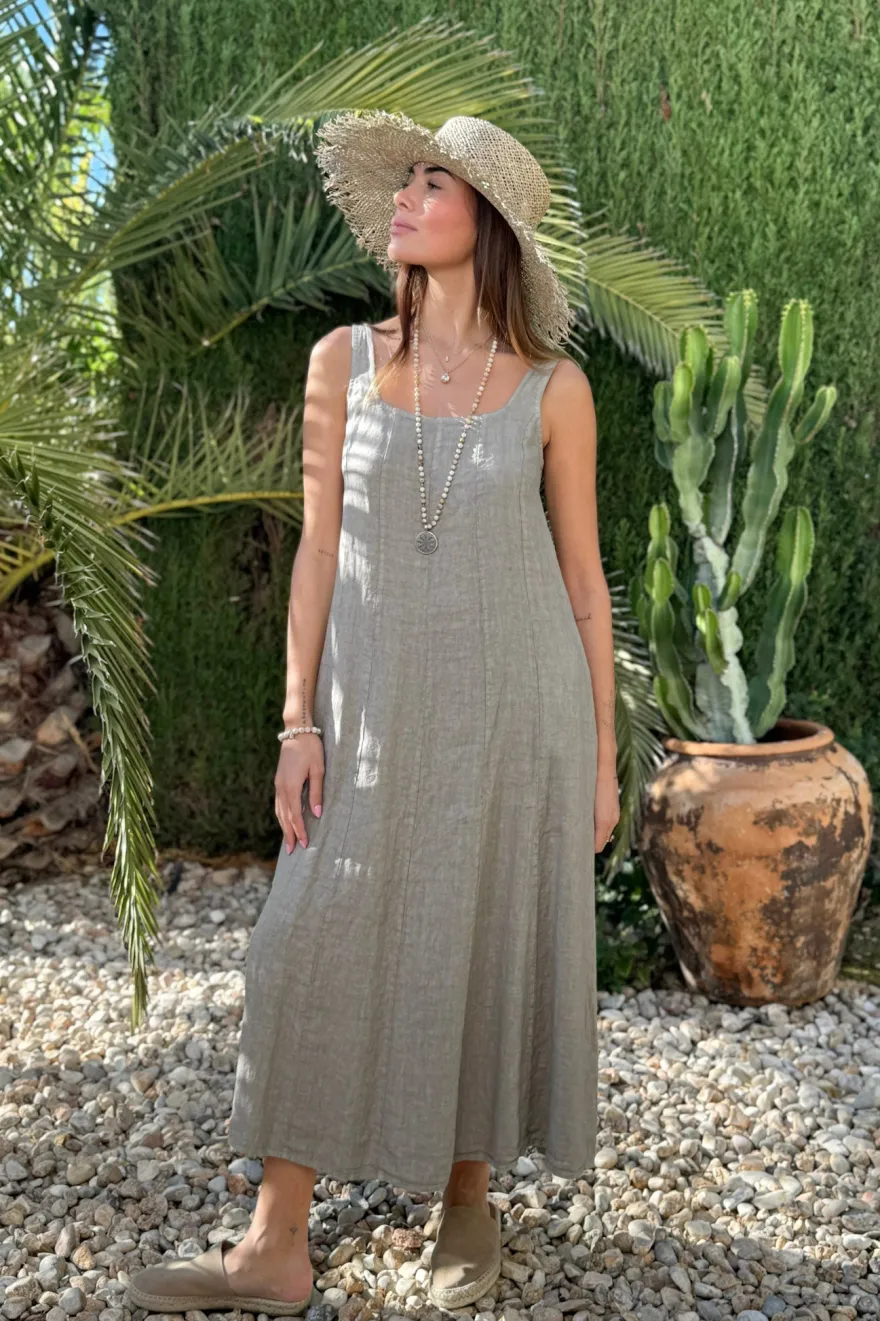 Encanto pellavamekko, taupe