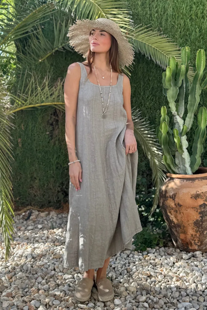 Encanto pellavamekko, taupe