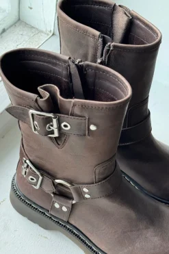 Feikon biker bootsit, chocolate