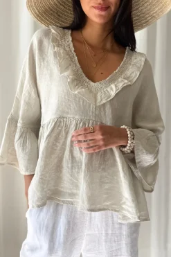 Frill dream pellavapaita, hiekka