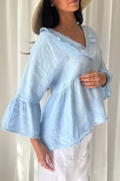 Frill dream pellavapaita, vaaleansininen