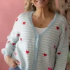 Hearts neuletakki, light blue-white