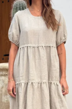 Helen pellavamekko, natural + natural lace