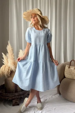 Helen pellavamekko, oxford blue