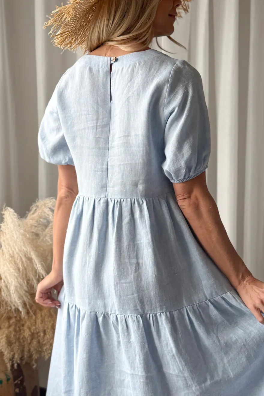 Helen pellavamekko, oxford blue