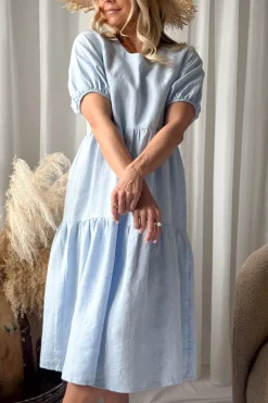 Helen pellavamekko, oxford blue