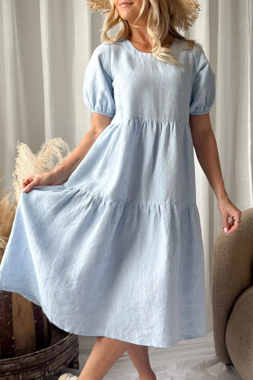 Helen pellavamekko, oxford blue