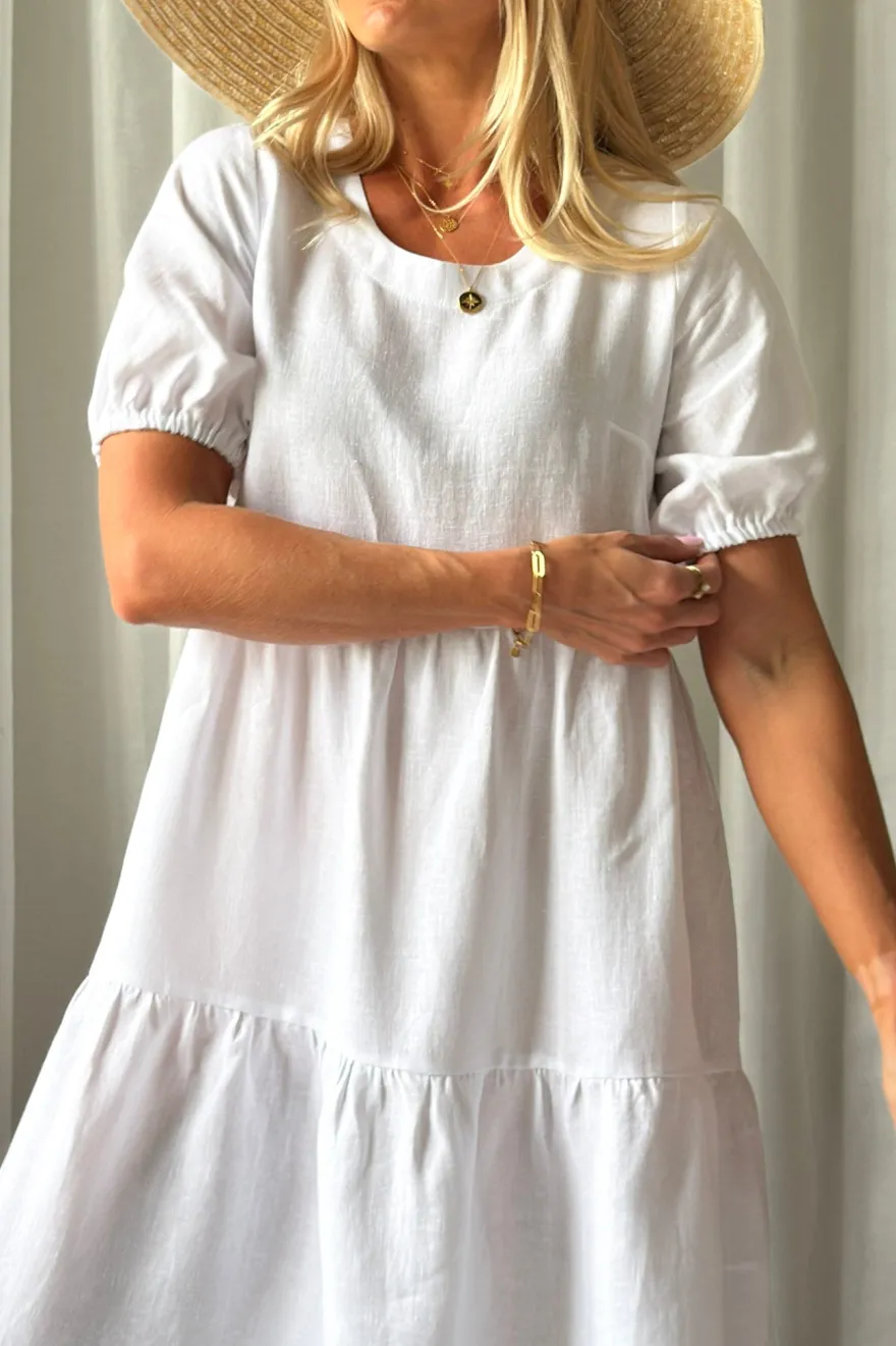 Helen pellavamekko, valkoinen