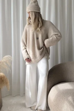 Irene alpakkasekoiteneule, beige