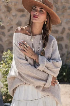 Irene alpakkasekoiteneule, beige