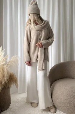 Irene alpakkasekoiteneule, beige