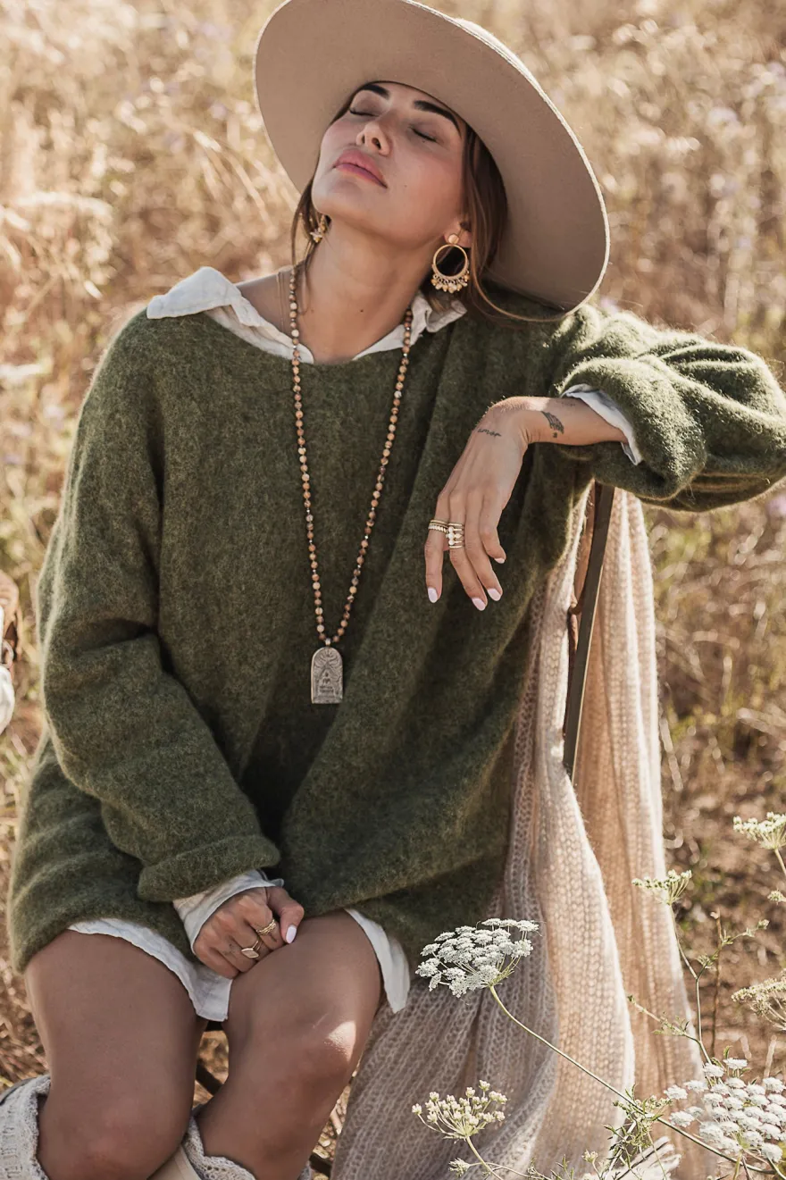 Irene alpakkasekoiteneule, forest green
