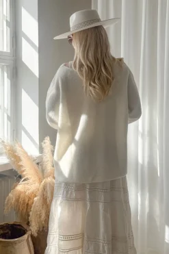 Irene alpakkasekoiteneule, luonnonvalkoinen