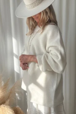 Irene alpakkasekoiteneule, luonnonvalkoinen