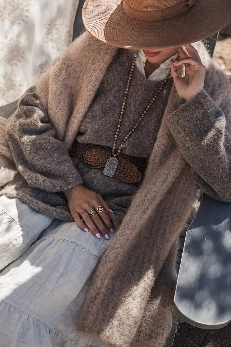 Irene alpakkasekoiteneule, taupe