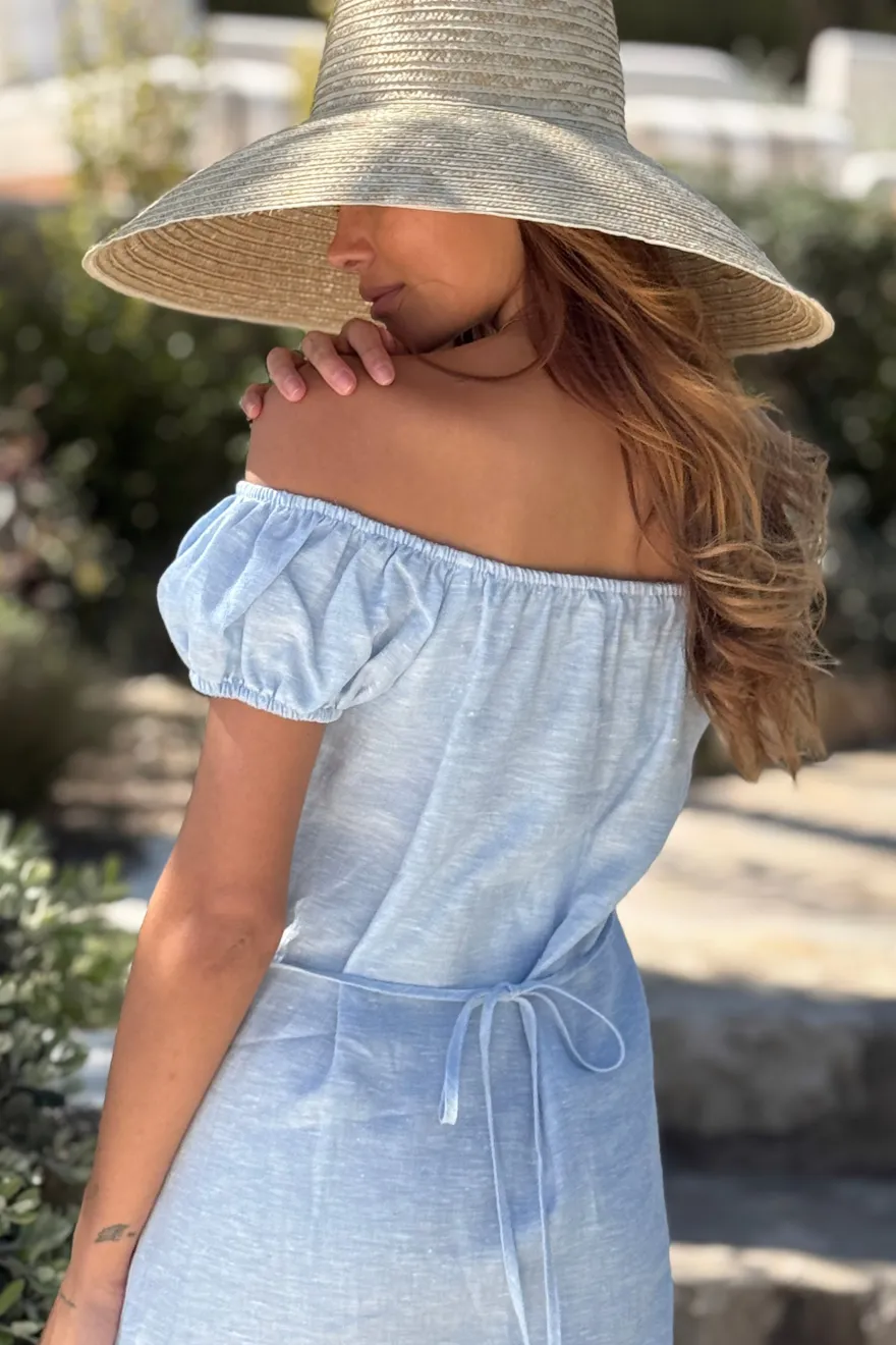 Isabel pellavamekko, oxford blue