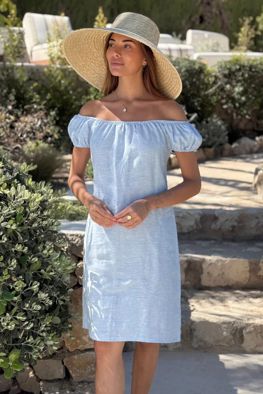 Isabel pellavamekko, oxford blue