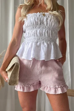 Isolde pellavashortsit, pink stripe