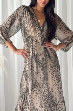Jaqueline silkkiviskoosimekko, soft leo print