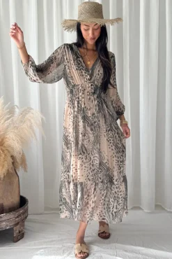 Jaqueline silkkiviskoosimekko, soft leo print