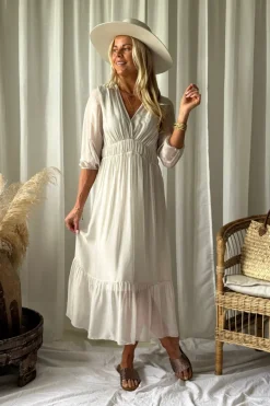 Jaqueline silkkiviskoosimekko, beige
