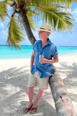 Johan pellavapaita, denim sininen