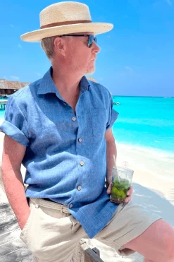 Johan pellavapaita, denim sininen