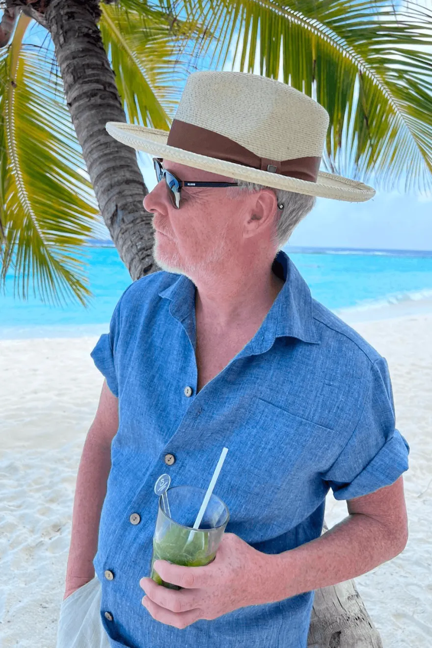 Johan pellavapaita, denim sininen
