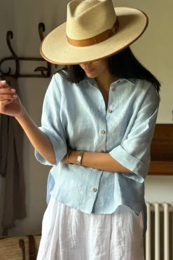 Junette pellavapaita, oxford blue