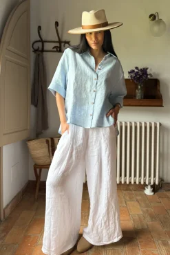 Junette pellavapaita, oxford blue